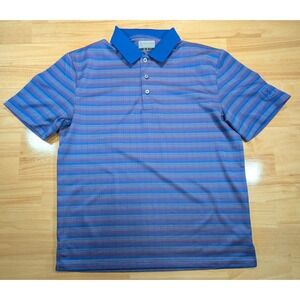 PGA TOUR Mens Striped Golf Polo Shirt Blue Red Short Sleeve Size Large